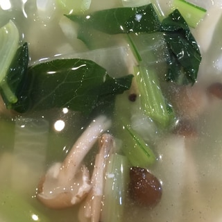 小松菜と大根としめじのスープ